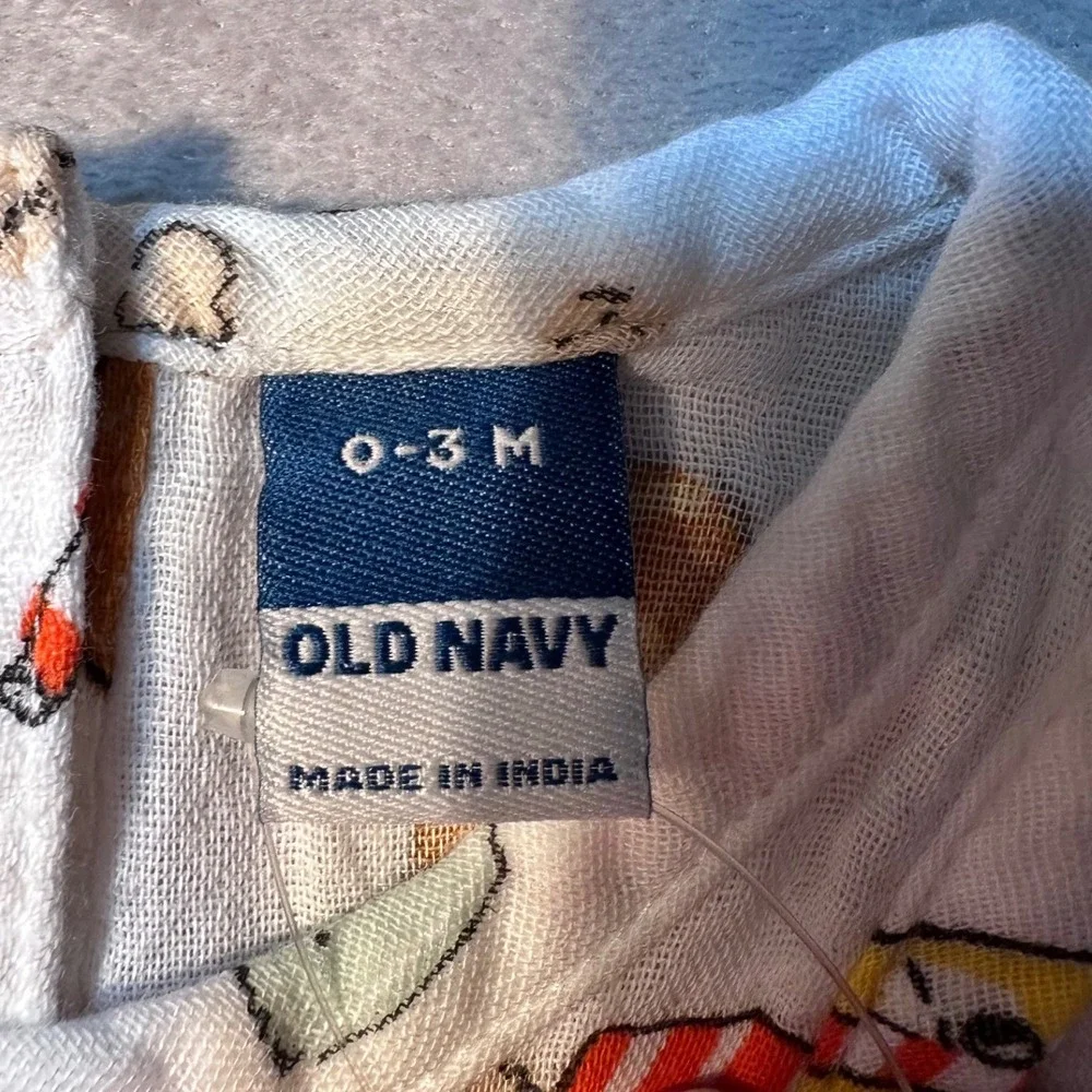 Old Navy Baby Carnival Food Print Sleeveless Gauze Romper White 0-3M NWT